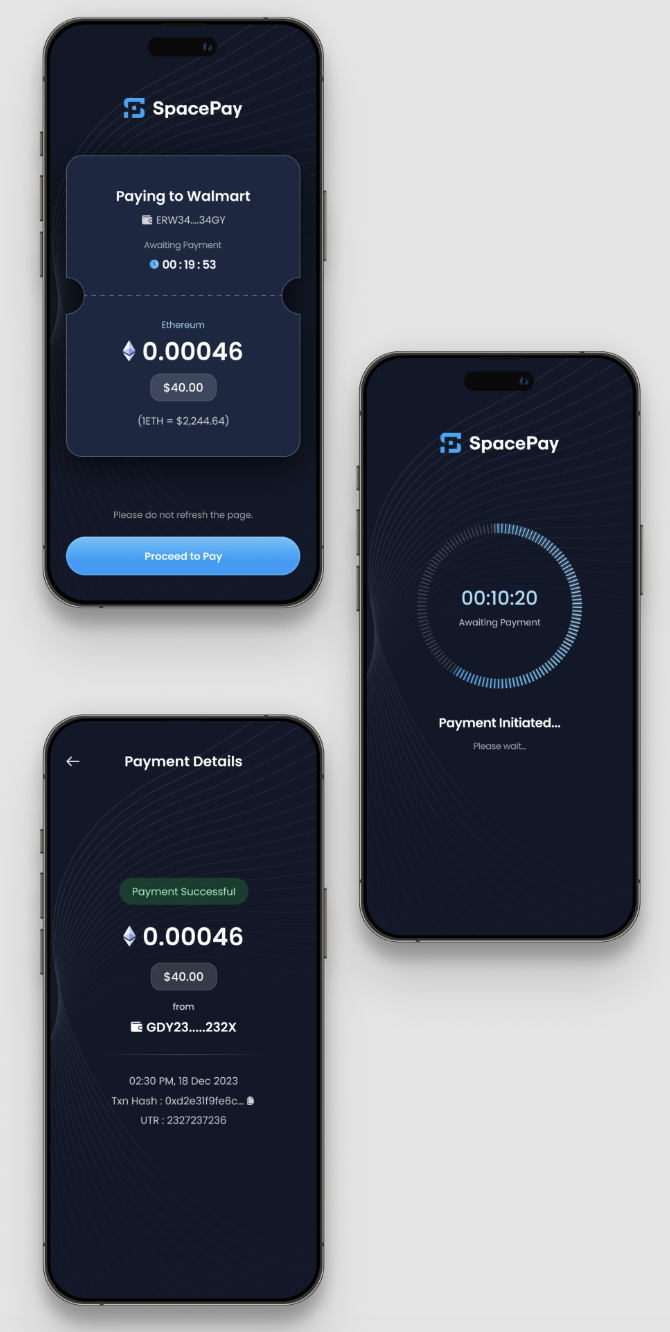 Paying with SpacePay Token.